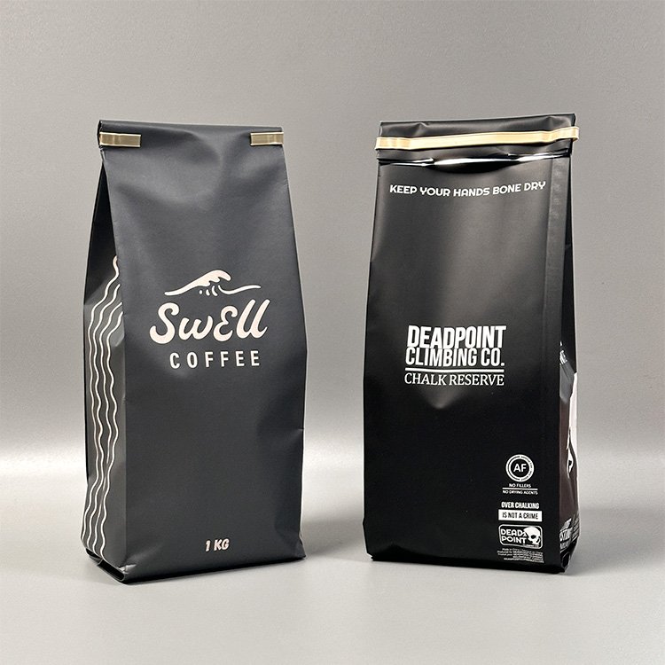 Custom print side 250g 500g 1kg gusset Coffee packing pouch with valve and tin tie coffee bean packaging bag