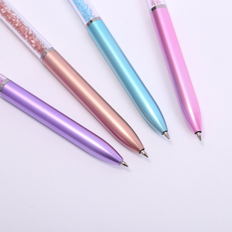 New Design Macaron Color Simulated Metal Texture Bow Ball Pen Diamond 0.7MM Blue Ink Ballpoint Pen Custom Logo