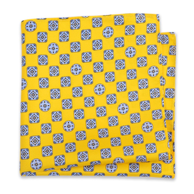 Hamocigia High Quality Luxury Design Accept Customized Logo Handkerchief Screen Print Silk Pocket Square