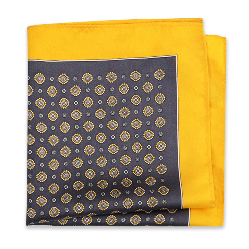 Hamocigia High Quality Luxury Design Accept Customized Logo Handkerchief Screen Print Silk Pocket Square