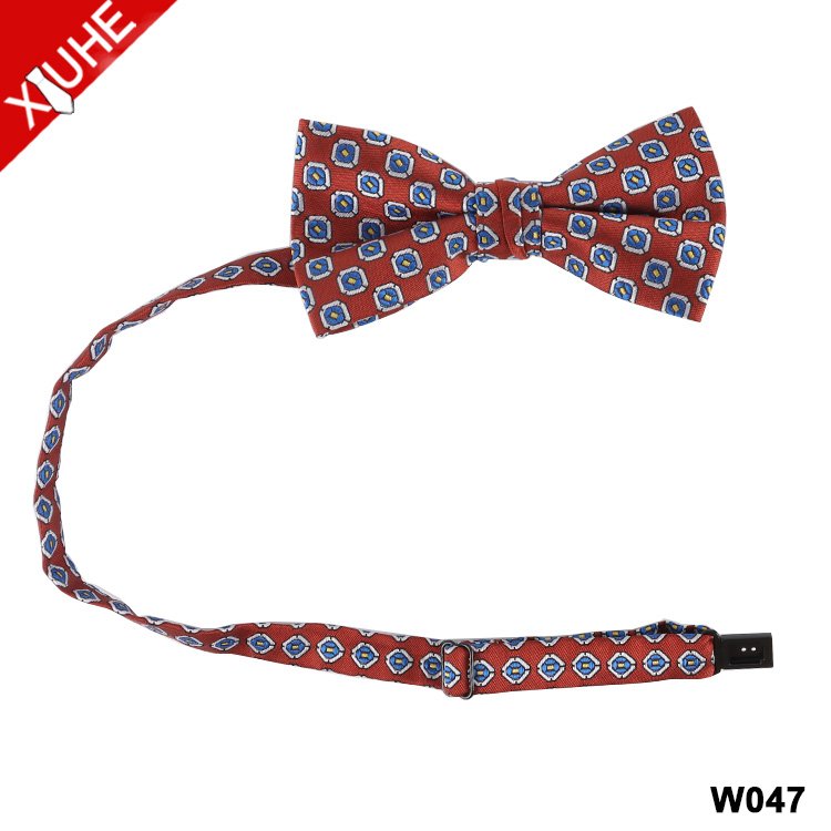 Luxury Red Blue Bowties Floral Silk Bow tie for Men Woven Mens Custom Polyester Bowtie