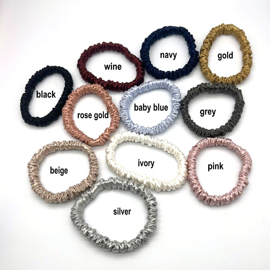 Luxury 100% 6 A Silk hair elastics christmas Scrunchy 22 momme Shiny Silk Scrunchies