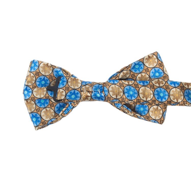 Blue And Gold Bowties Custom Designer Silk Self Tie Square Pattern Bow Ties For Men