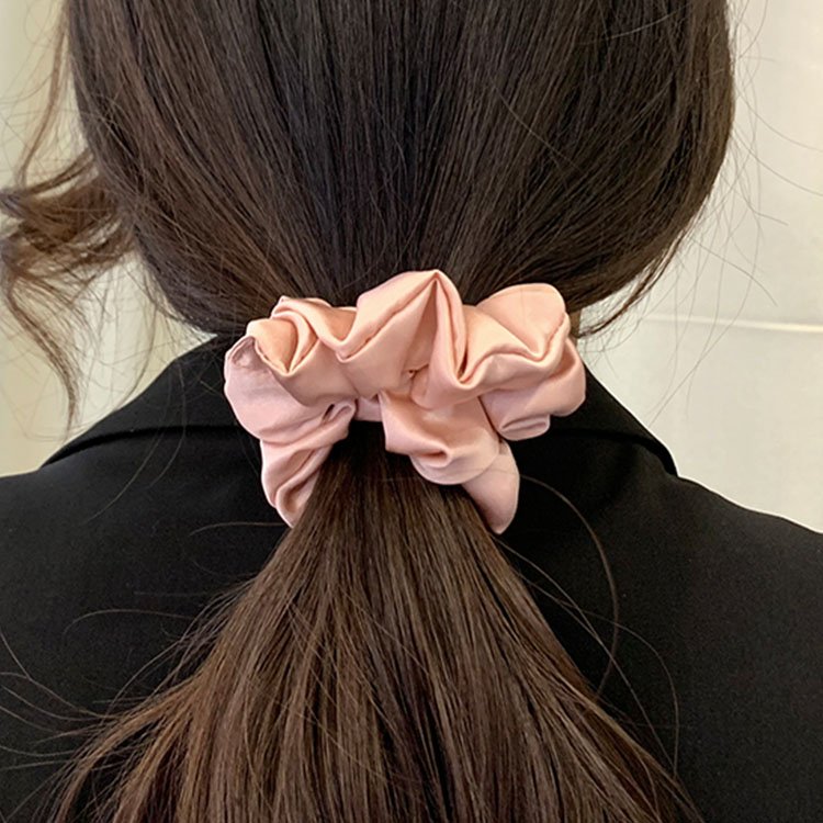 Custom logo label midi size silk elastic rubber band ponytail holder 100% mulberry real silk scrunchies