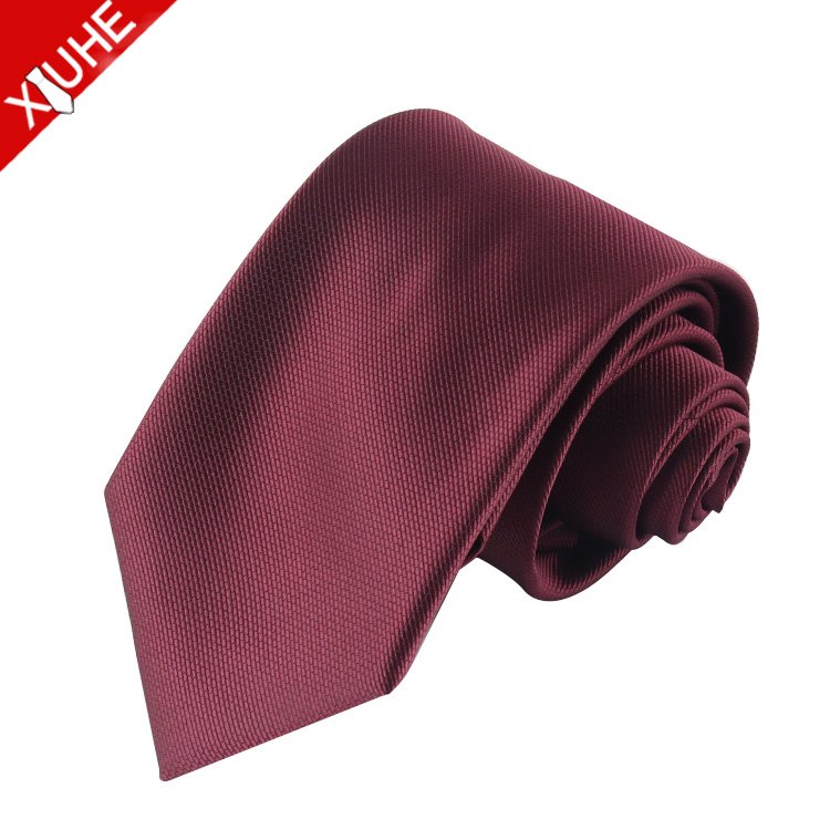 Classic Navy Blue Tie Business Red Custom Necktie Men's Polyester Striped Neck Tie for Wholesale