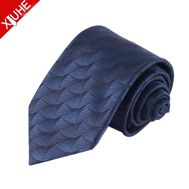 Classic Navy Blue Tie Business Red Custom Necktie Men's Polyester Striped Neck Tie for Wholesale