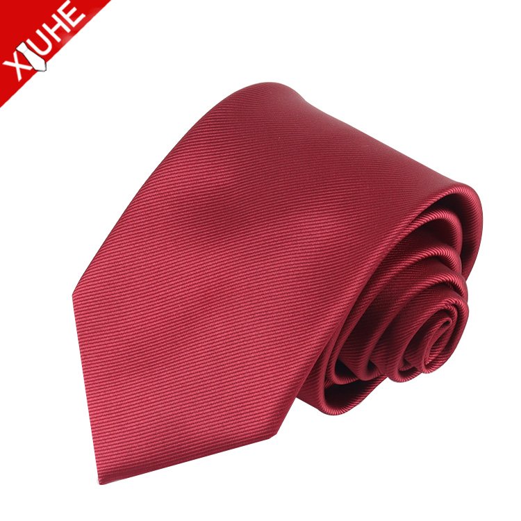 Classic Navy Blue Tie Business Red Custom Necktie Men's Polyester Striped Neck Tie for Wholesale