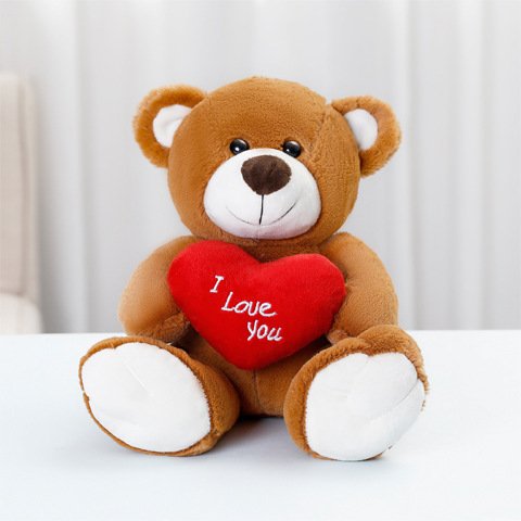 Holding Heart Bear Bow Tie Plush Doll Bear Valentine'S Day Gift Cute Cartoon Teddy Bear Stuffed Animal Toys