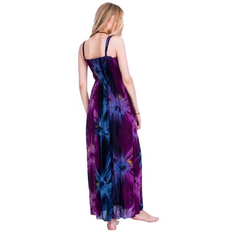 New fashion boho long women dress tie dye spaghetti strap beach dress