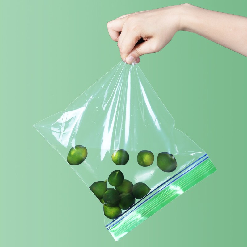 Custom Moisture-Proof Self Seal Plastic Packaging Transparent Double Zipper Pe Resealable Food Bags Keep Fresh Freezer Bags