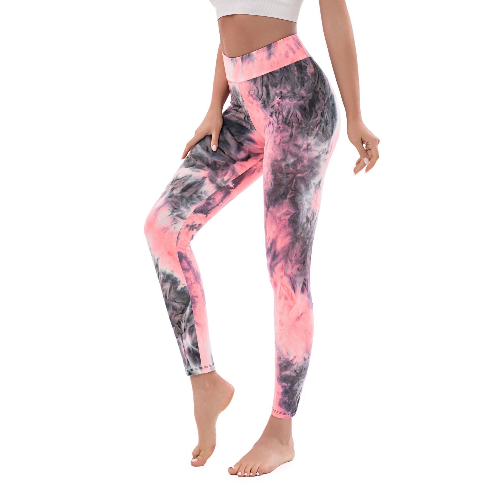 Printing Tie-dye High Waist Fitness Running Training Leggings Butt Pants Seamless Yoga Pants