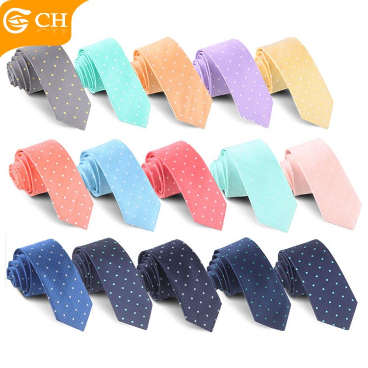 Fashion Men Formal Cheap Tie Polyester Color White Polka Dot Necktie Personalized Hombre Custom Logo Tie