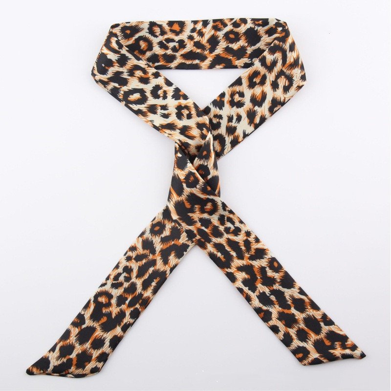 New Fashion Striped Leopard Printed Satin Hair Scarf Neck Tie Handbags Ribbon Decoration Women Accessories