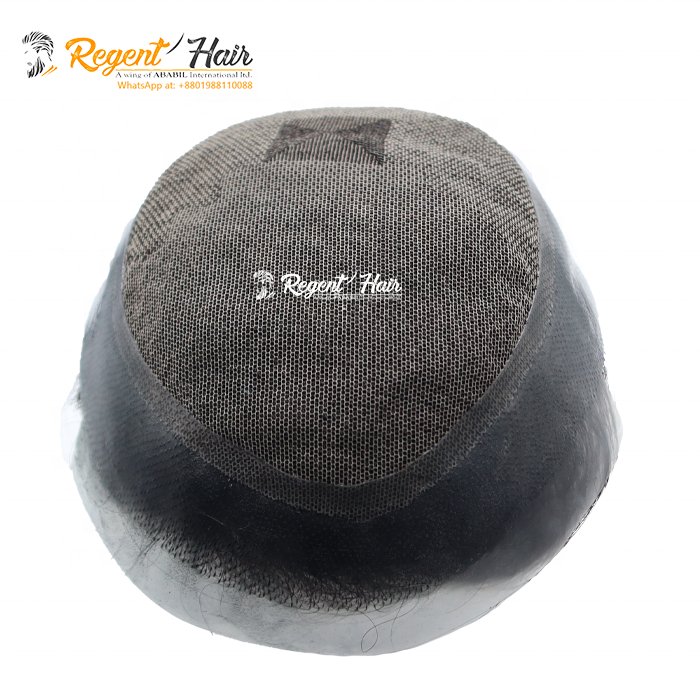 Customized Thin Skin Men's Super Fine Silk Swiss Lace Front Toupee Natural Looking Black Human Hair for Export to Bangladesh