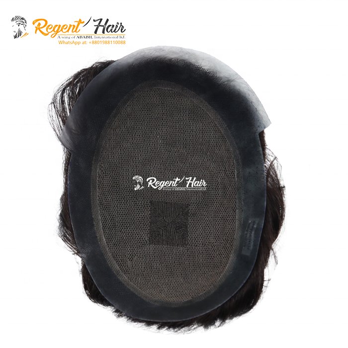 Customized Thin Skin Men's Super Fine Silk Swiss Lace Front Toupee Natural Looking Black Human Hair for Export to Bangladesh