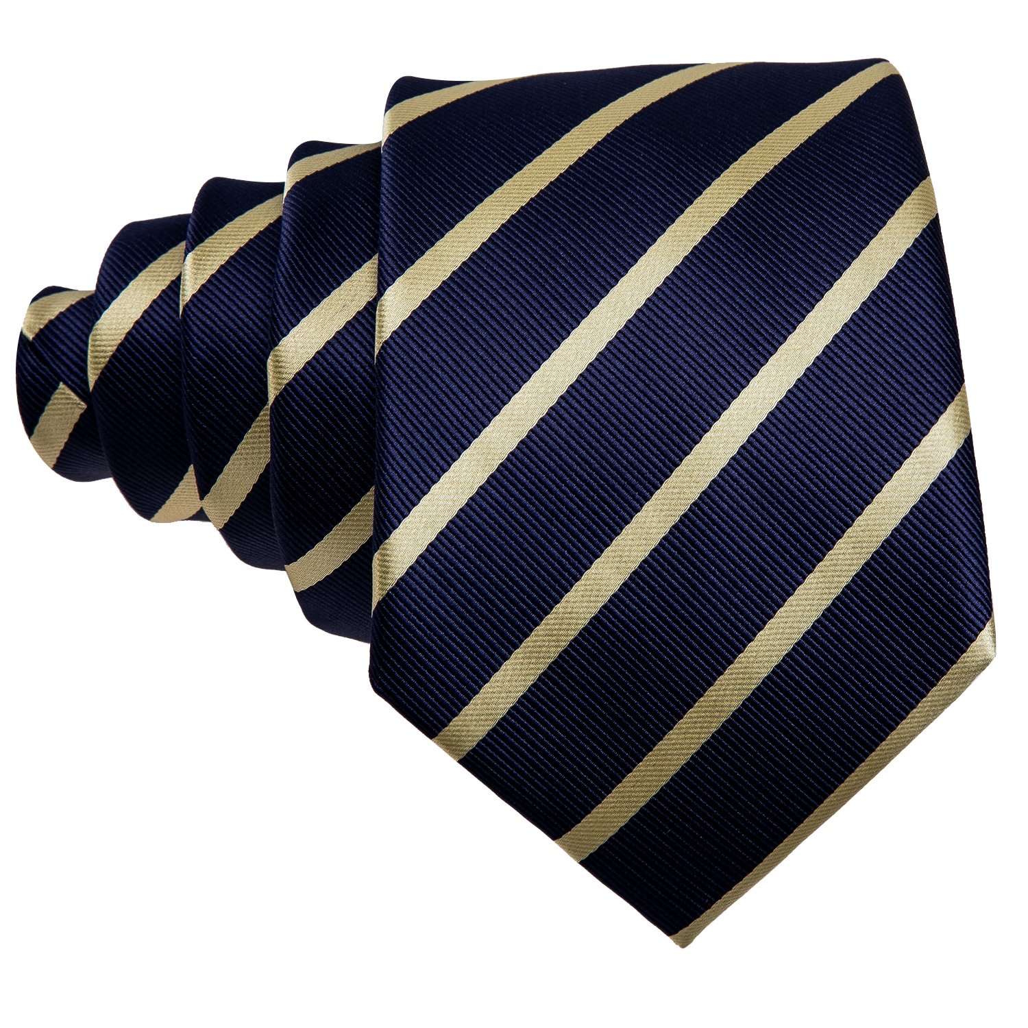 Custom Design Fashion Classical Formal Navy Blue Yellow Men Striped Necktie Mens Silk Ties