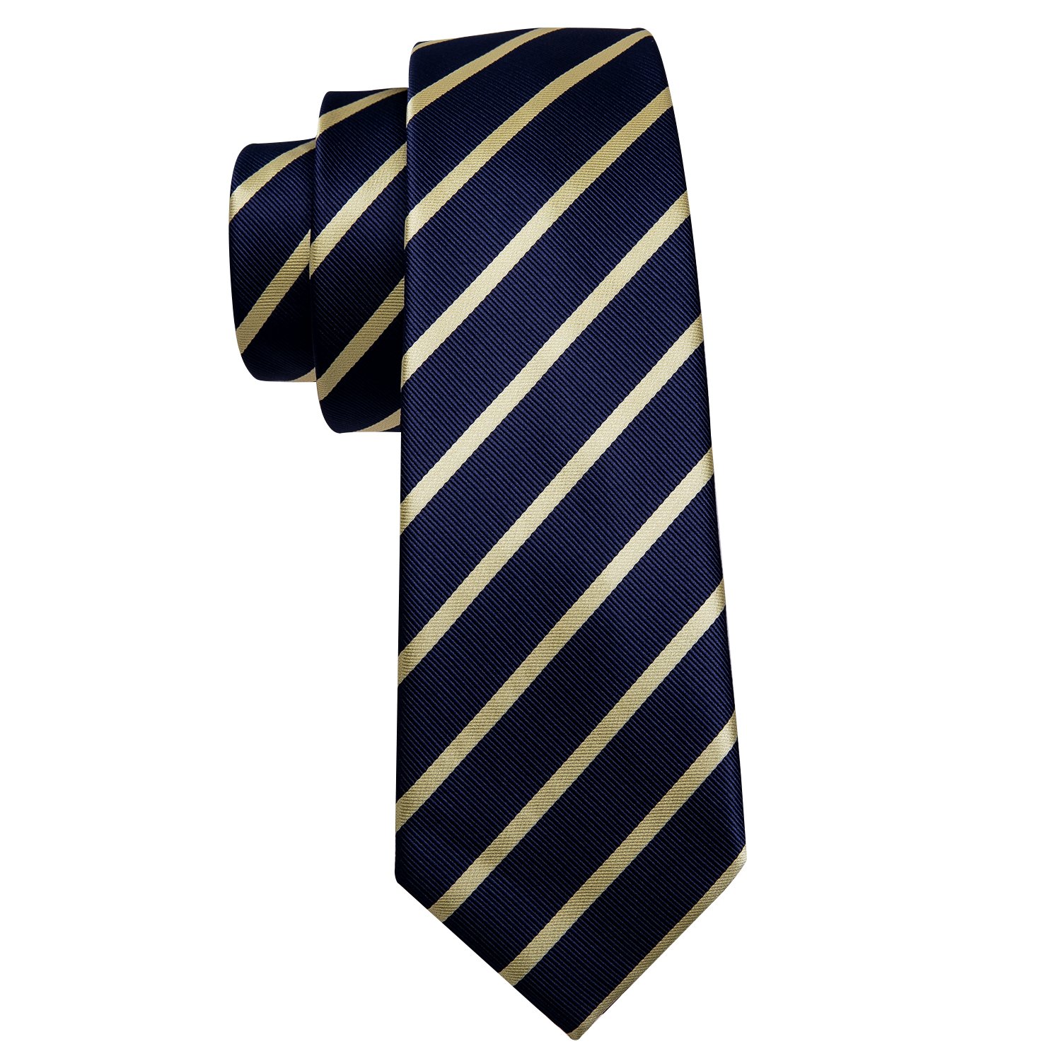 Custom Design Fashion Classical Formal Navy Blue Yellow Men Striped Necktie Mens Silk Ties
