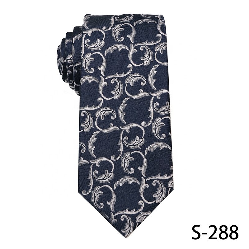 2024 Fashion High Quality Hand Made Flower Polyester Mens Ties Navy Blue Striped Designs Custom Made Silk Ties for Man