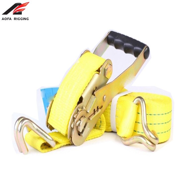 custom logo t grip ratchet strap tie down with hook and keeper for car