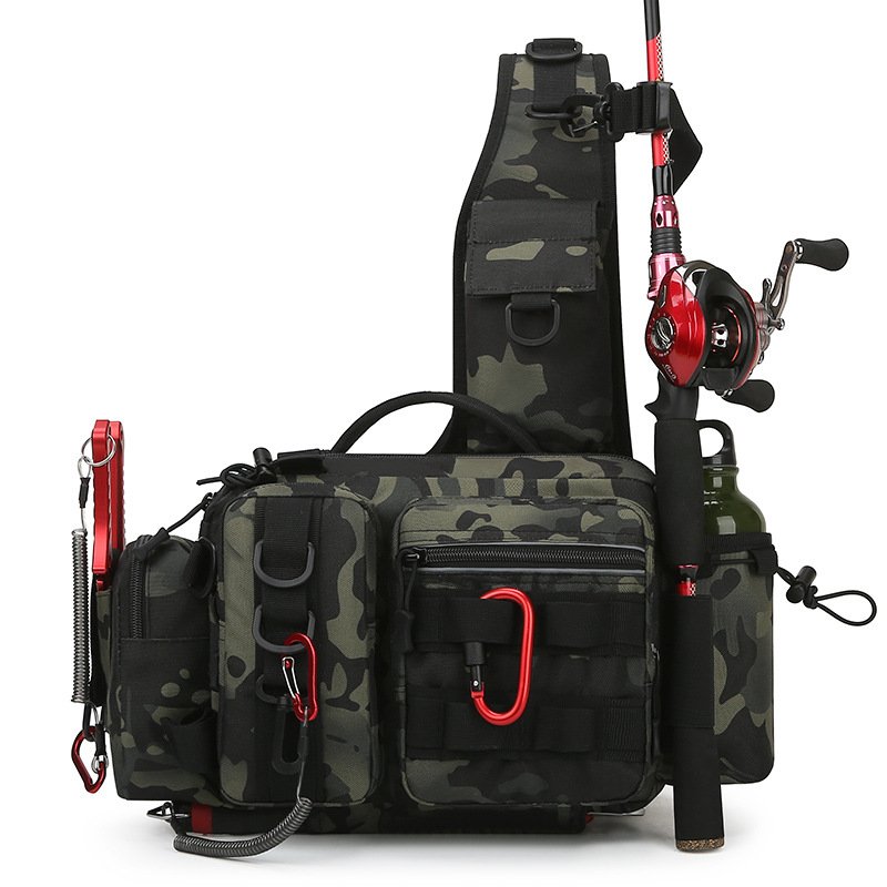 Luya Multi-Functional Large Waist Men'S Tactical Fishing Single Pole Large Capacity Storage Outdoor Waterproof Chest Backpack