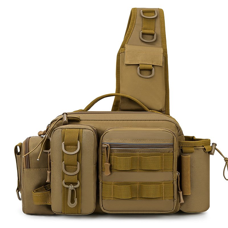 Luya Multi-Functional Large Waist Men'S Tactical Fishing Single Pole Large Capacity Storage Outdoor Waterproof Chest Backpack