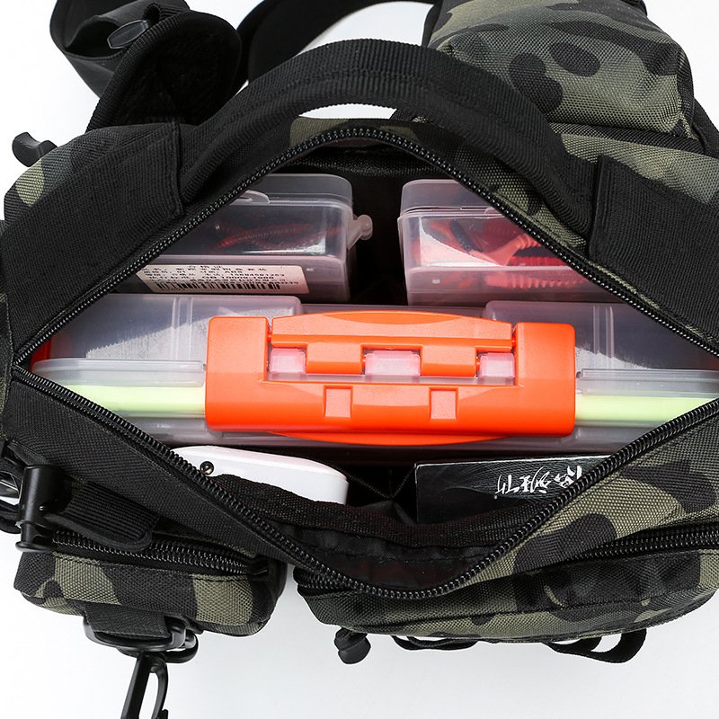 Luya Multi-Functional Large Waist Men'S Tactical Fishing Single Pole Large Capacity Storage Outdoor Waterproof Chest Backpack