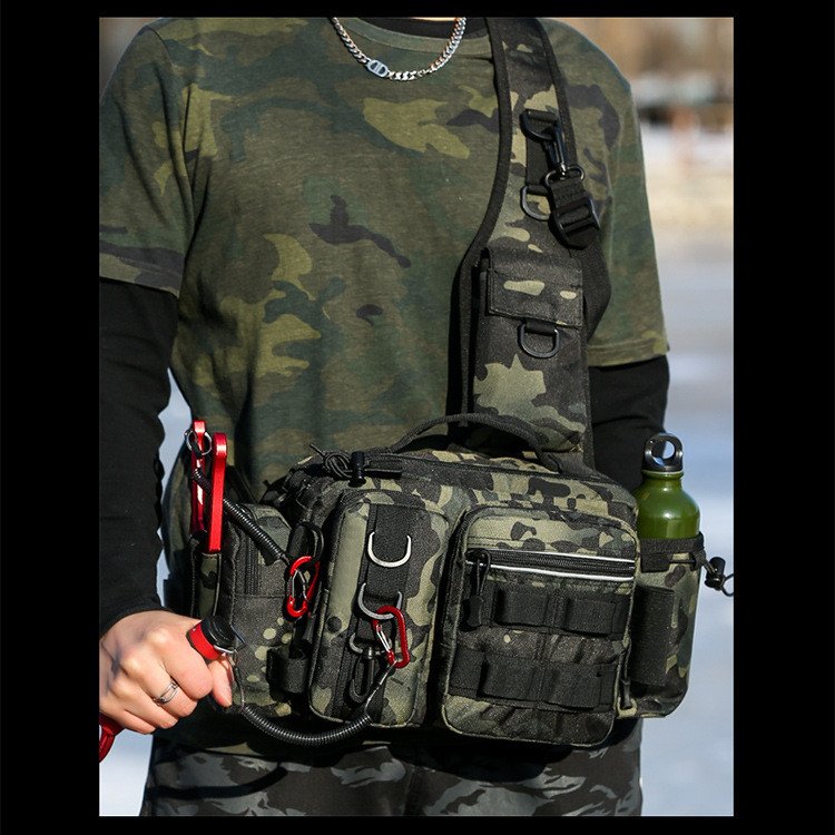 Luya Multi-Functional Large Waist Men'S Tactical Fishing Single Pole Large Capacity Storage Outdoor Waterproof Chest Backpack