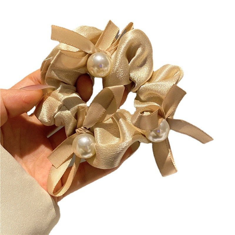 New Pearl Large Hair Rope Candy Color Rubber Band Ties Hair ScrunchiesHair Rope Candy Color Rubber Band Simple Hair Scrunchies