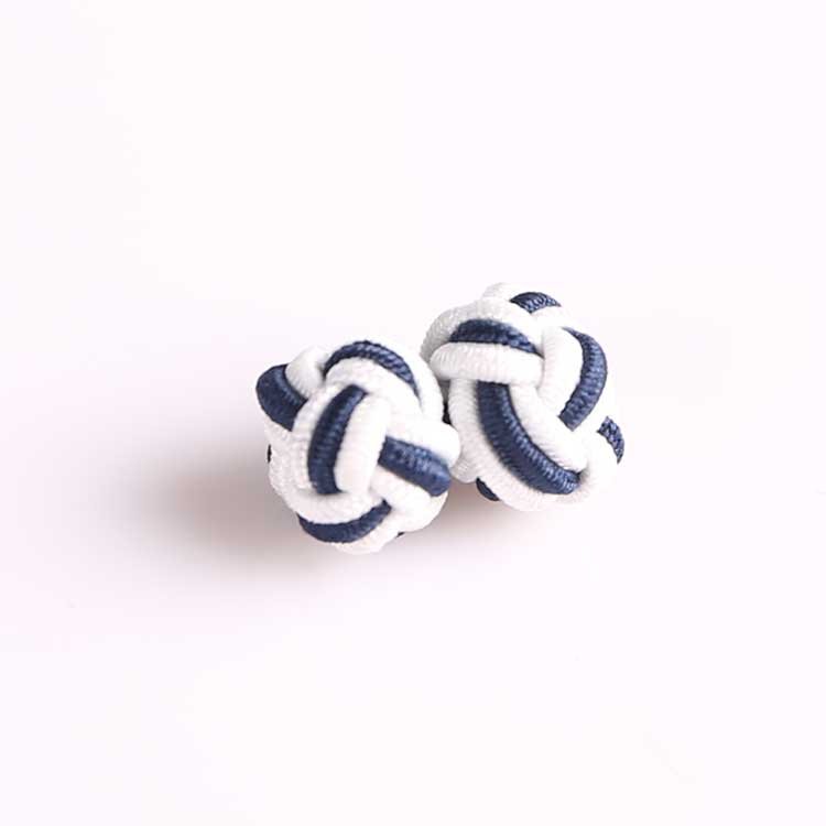 Custom Black & White Two-Toned Elastic Fabric Silk Knot Cufflinks Genre Cuff Links