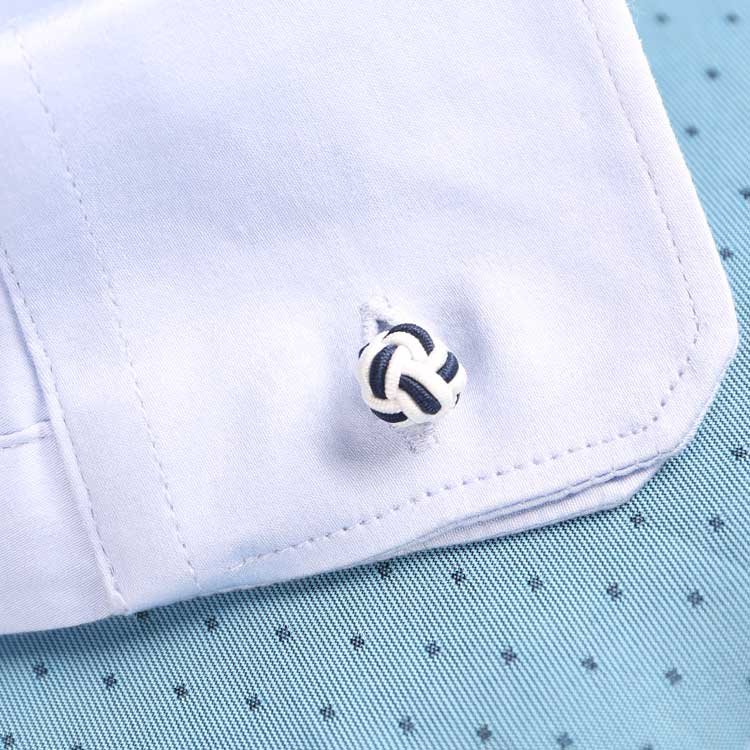 Custom Black & White Two-Toned Elastic Fabric Silk Knot Cufflinks Genre Cuff Links