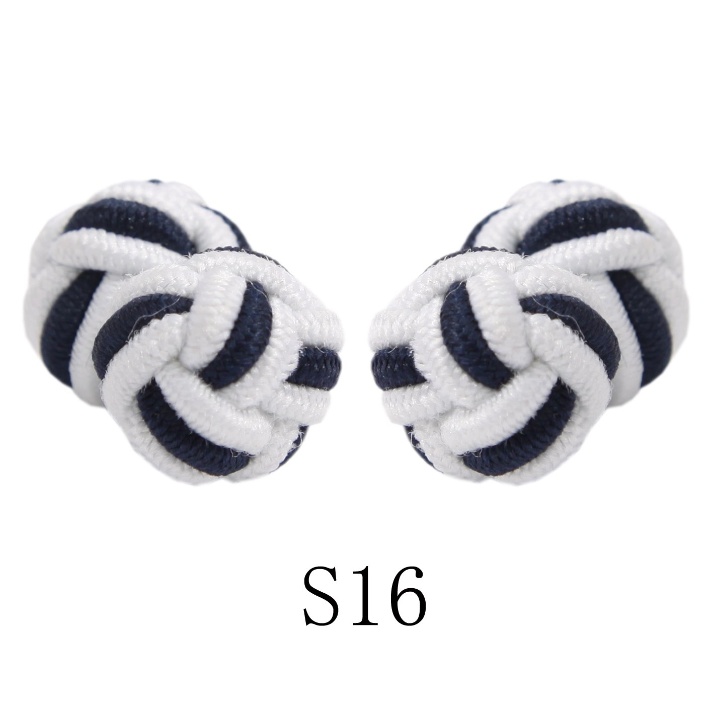 Custom Black & White Two-Toned Elastic Fabric Silk Knot Cufflinks Genre Cuff Links