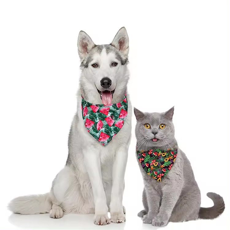 Amaz Hot Selling Polyester Fiber Triangle Pet Scarf Tropical Style Dog Bandanas