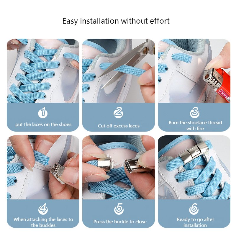 2023 No Tie Shoe Laces Press Lock Shoelaces Without Ties Elastic Laces Sneaker Kids Adult Widened Flat Shoelace for Shoes