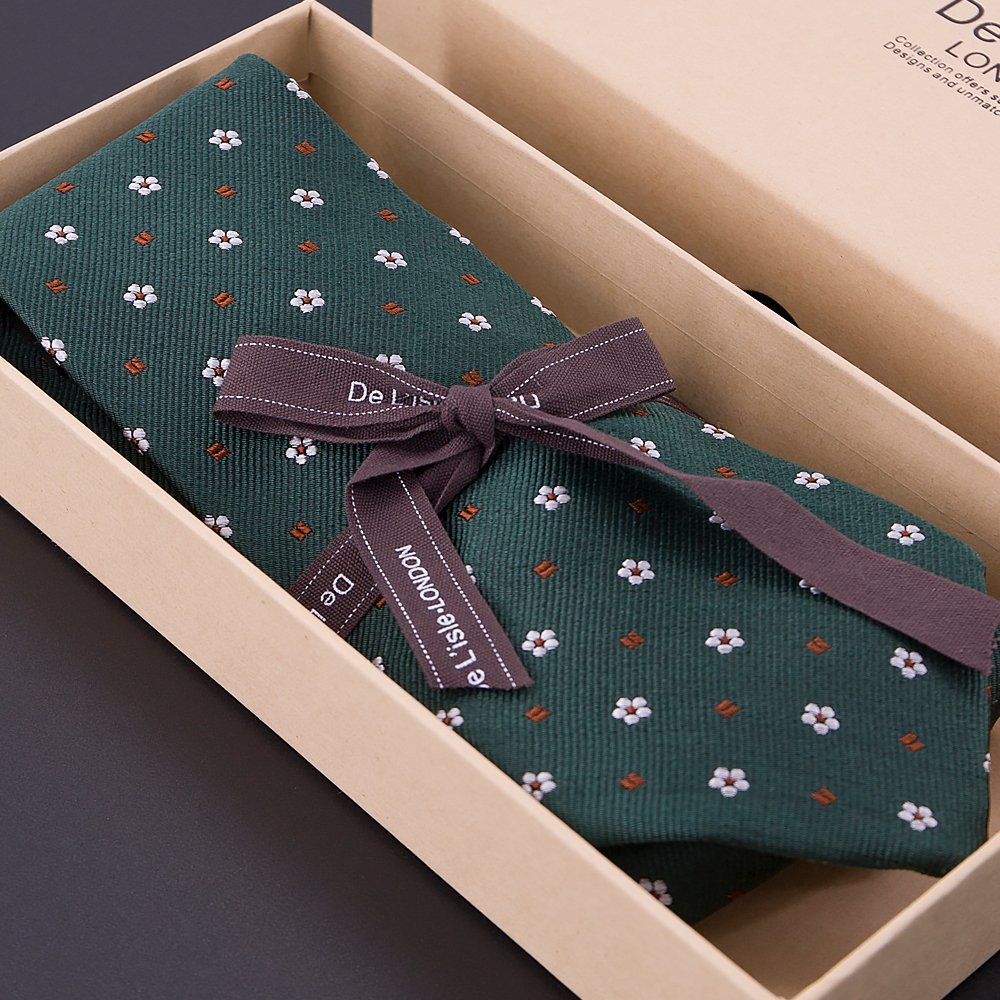 Hamocigia Floral Flower Jacquard Men's 100% Silk Neck Ties