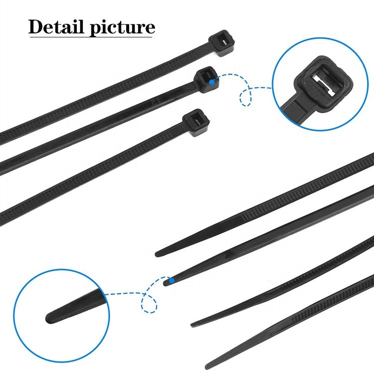 Plastic Zip Tie Tie Wrap Selflocking Nylon 66 Cable Ties China Approved CE ROHS REACH UV Resist Black Color Yellow Bag Green Red