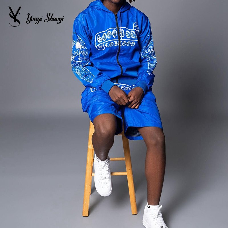 YYSY Custom 2 Pcs Set Zip up Jacket and Shorts Wind breaker Tracksuits Jogging Sweat Track Suits for Men