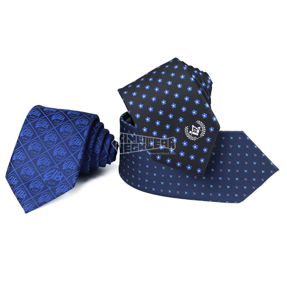 Navy Blue Freemason Necktie Polyester Woven Forget Me Not Tie Mens Custom Masonic Neck Ties Logo