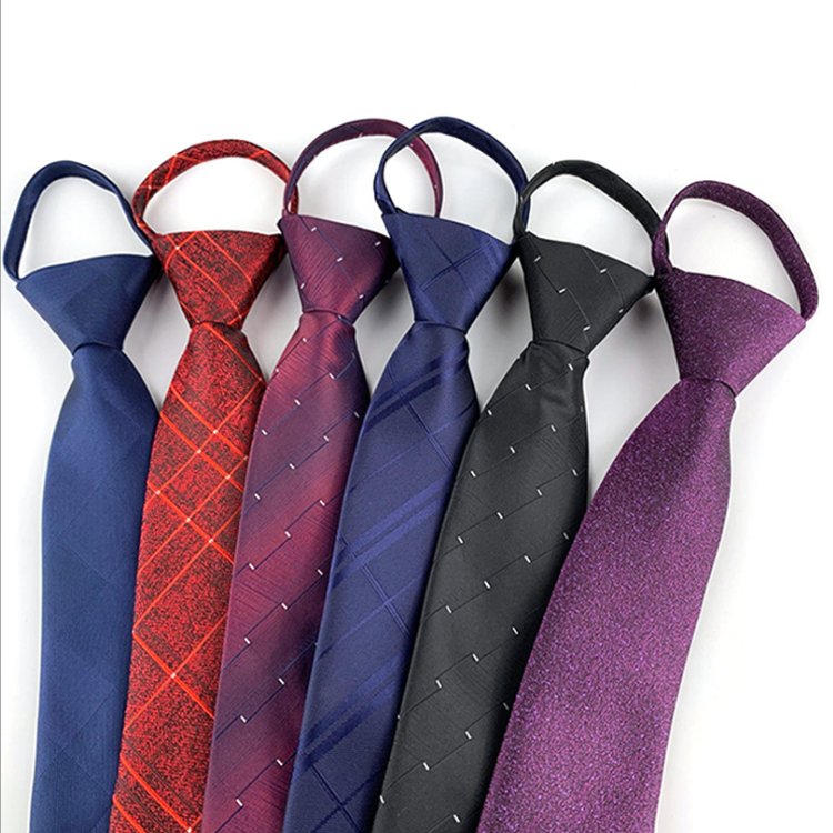 Wholesale Neck Tie Lazy Adjustable Elastic Fashionable No Tie Zipper Slim Ties For Men Jacquard Necktie With Zipper