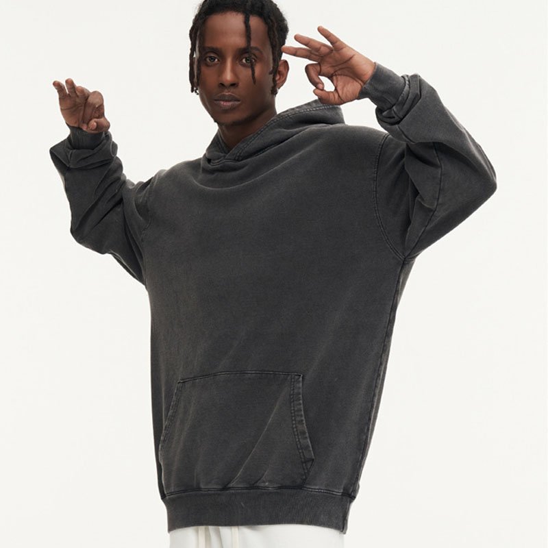 Custom Blank No String Washed Hoodie Oversized Loose Men Hip Hop Streetwear Vintage Wash Hoodie Heavyweight Wash Hoodie