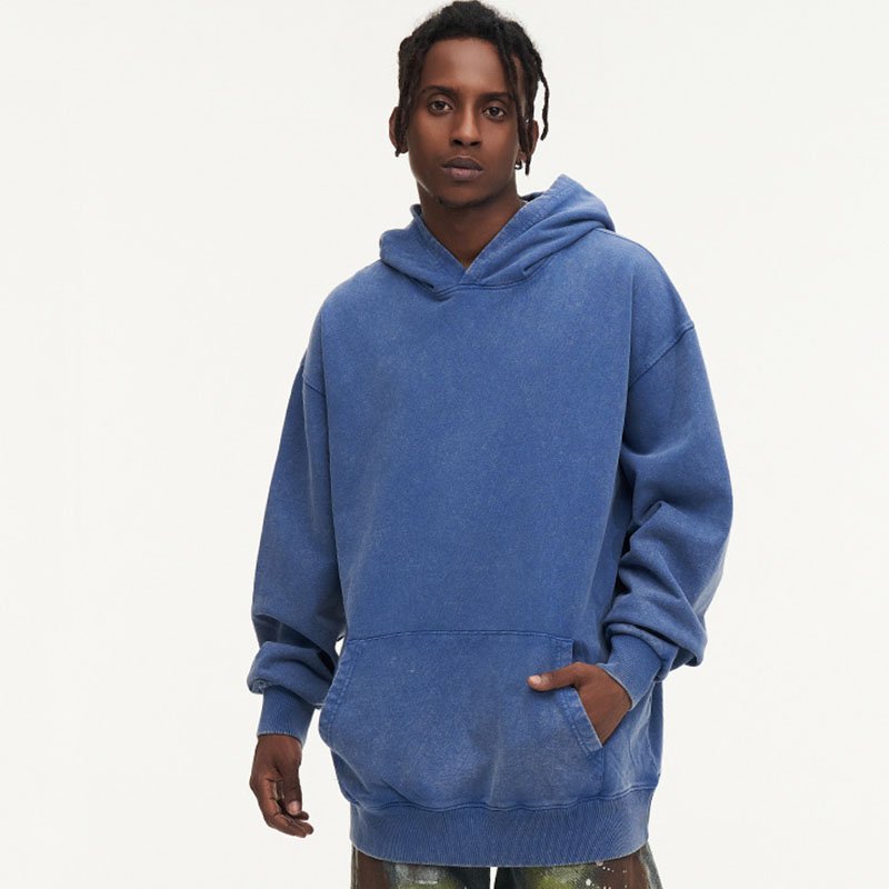 Custom Blank No String Washed Hoodie Oversized Loose Men Hip Hop Streetwear Vintage Wash Hoodie Heavyweight Wash Hoodie