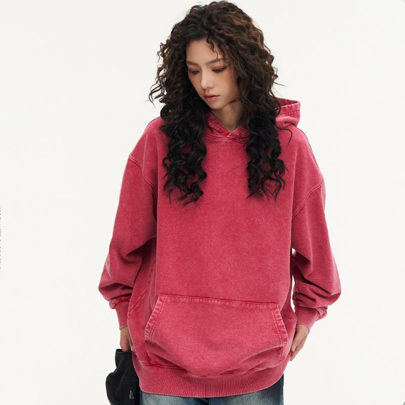 Custom Blank No String Washed Hoodie Oversized Loose Men Hip Hop Streetwear Vintage Wash Hoodie Heavyweight Wash Hoodie