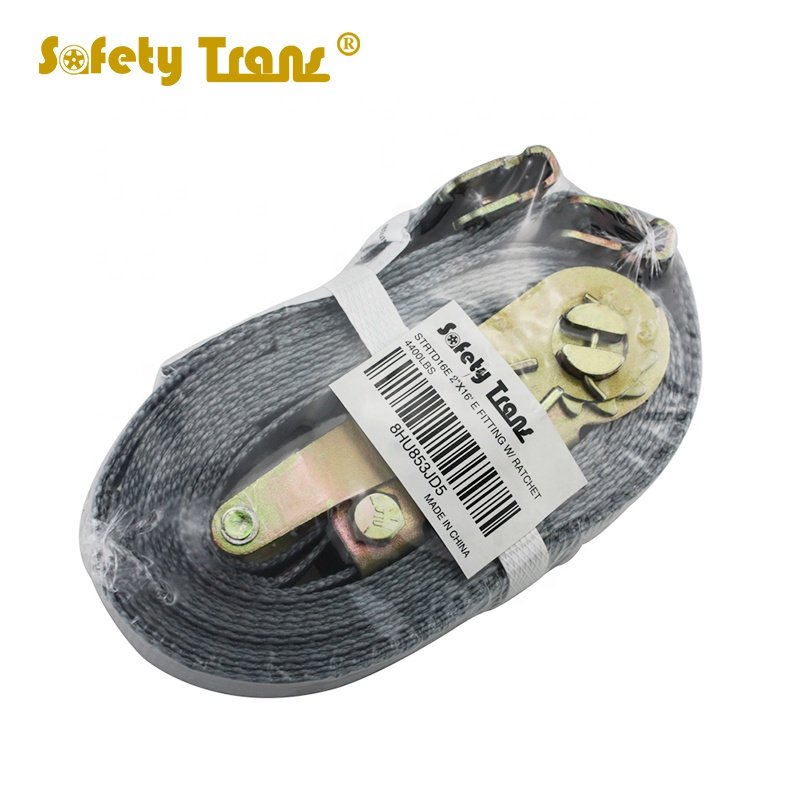 2inch x12 ft E track strap with ratchet webbing in grey color