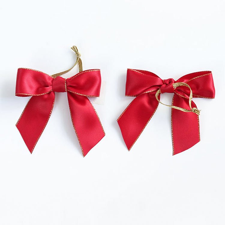 High quality professional customized satin grosgrain pre-tied/made elastic gift bows solid color ribbon bow tie sale