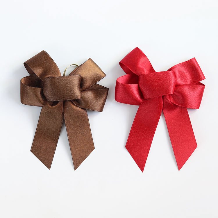 High quality professional customized satin grosgrain pre-tied/made elastic gift bows solid color ribbon bow tie sale