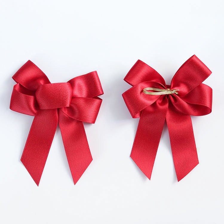 High quality professional customized satin grosgrain pre-tied/made elastic gift bows solid color ribbon bow tie sale