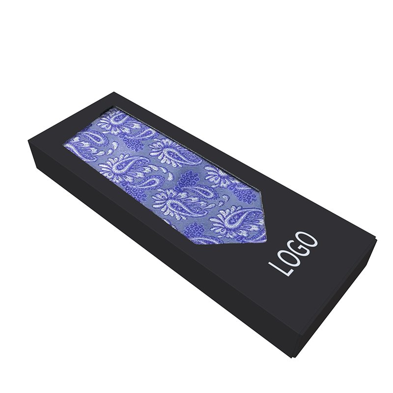 Wholesale Custom LOGO Black Paper Men Neck Tie Gift Boxes Tie Packaging Box
