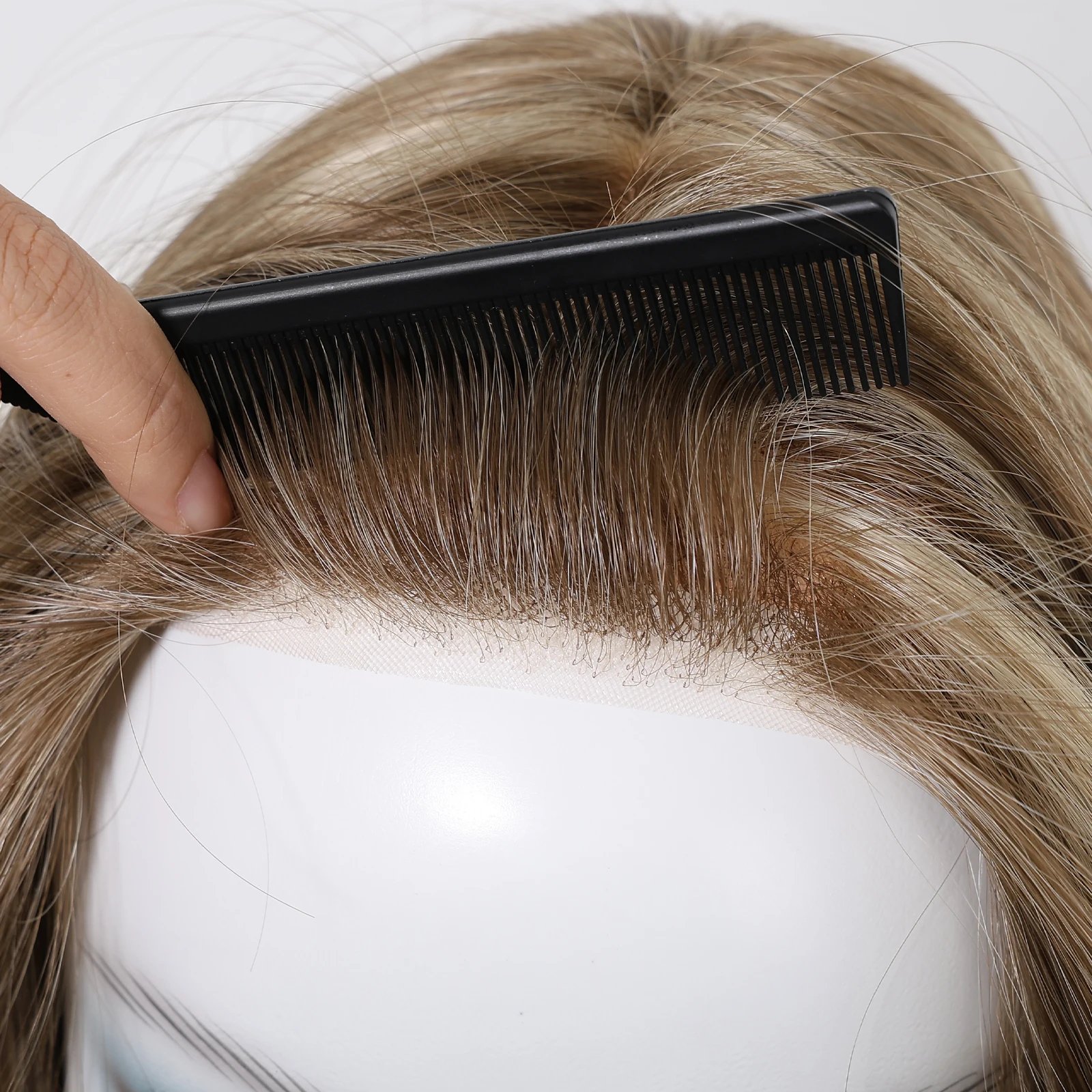 MONO Straight Light Blonde Futura Wigs Hand Tied Lace Wig for Women With Bangs Imported Silk Monofilament Cap Gluesless Hairs