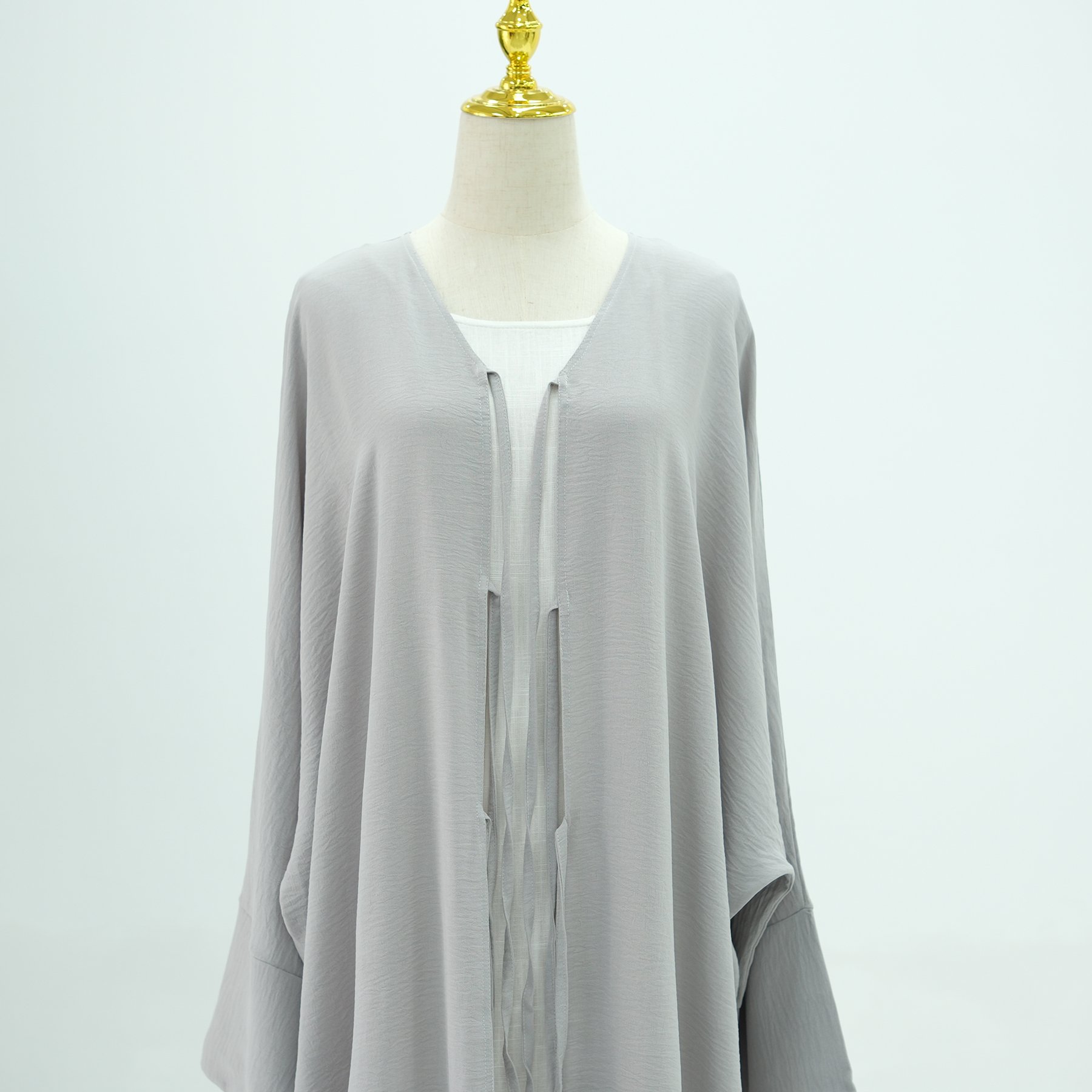 Loriya Solid Color Modest Crepe Trend Abaya 2025 Oversized Cutting Bow Tie Kimono Open Abaya Women Clothing Muslim Dubai Dress