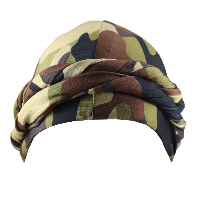 Camouflage Turban Satin Lined Turbans Soft Twist Head Wrap Silky Lined Durags Street Hip Hop Bonnet Hat cotton