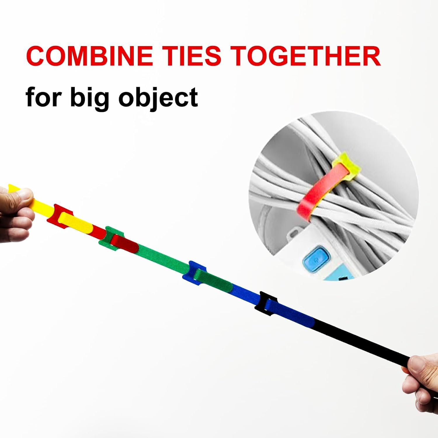 Custom Size Print Logo Fastening Tape Reusable Wires Cords Management Organizer Double Side Hook And Loop Cable Tie Straps